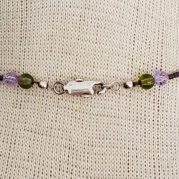 Colorful Glass Bead and Silver Dolphin Necklace - Picture 4 of 4